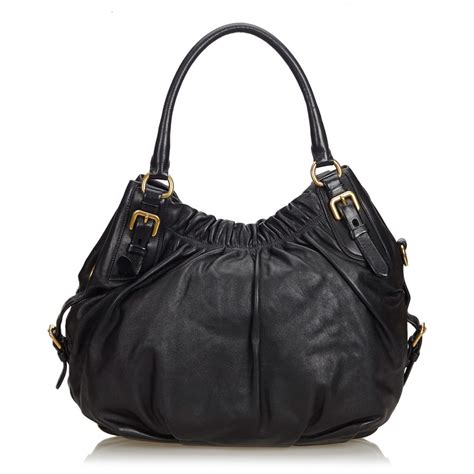 prada handbag black leather|vintage black leather prada handbag.